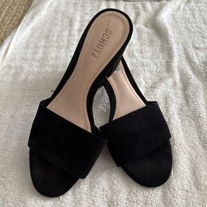SCHUTZ Black Suede Sheri Women's Mules
